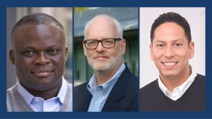 Professional headshots of fellows Fred Ssewamala, Daniel J Flannery, and Vincent Guilamo-Ramos.
