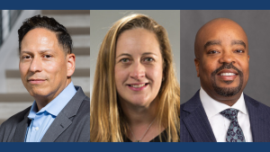 Professional headshots of Fellows Vincent Guilamo-Ramos, Katherine Magnuson, and President Michael A. Lindsey