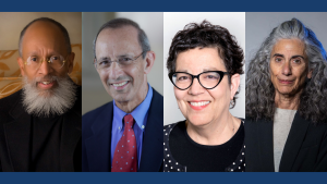Professional headshots of Fellows King Davis, Geoffrey Greif, Mercedes Bern-Klug, and Judith Gonyea.